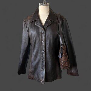 90s Faded Brown Leather Jacket Selected by Wax Plant Size Medium #leatherjacket